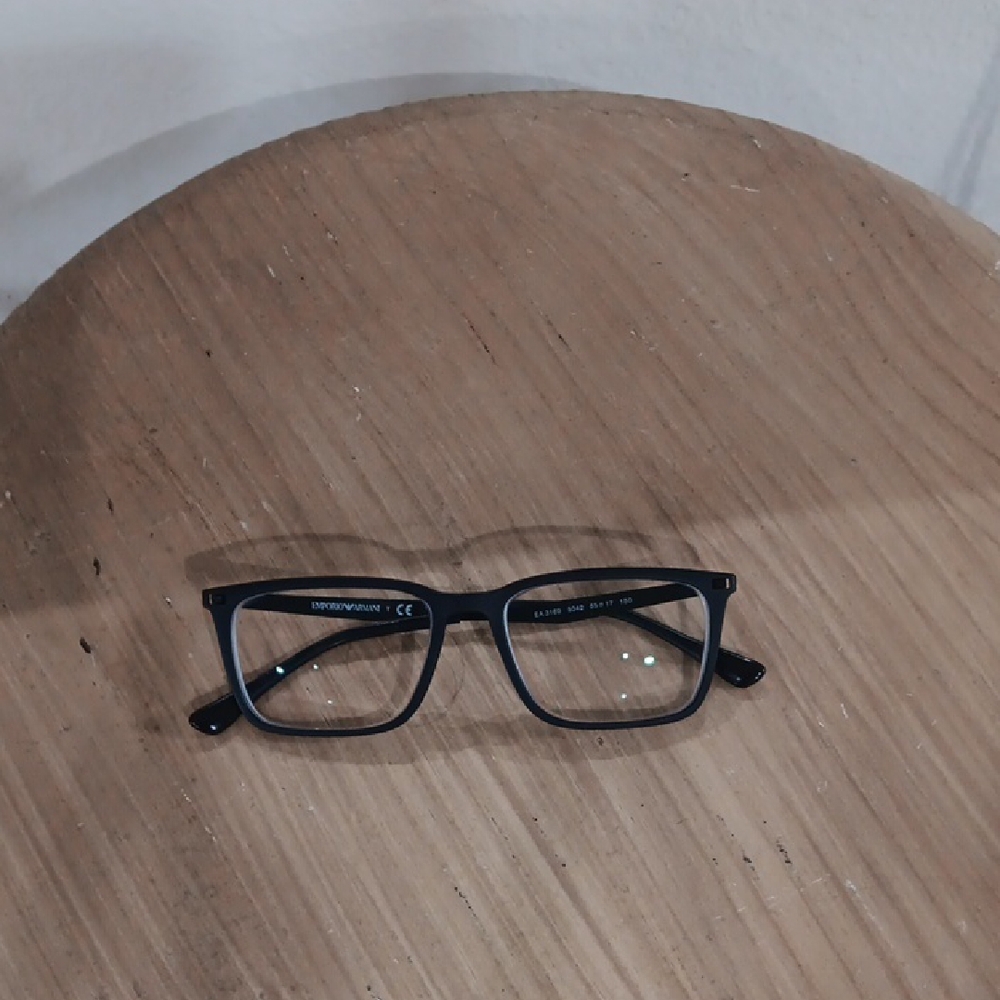 Emporio Armani Matte Black Rims Metallic Temples Frames Unisex